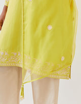 HAND EMBROIDERED DUPATTA- LIME GREEN