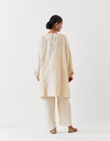 EMBROIDERED TUNIC TROUSER SET- CHAMPAGNE