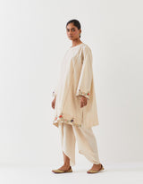 EMBROIDERED TUNIC TROUSER SET- CHAMPAGNE