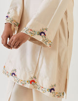 EMBROIDERED TUNIC TROUSER SET- CHAMPAGNE