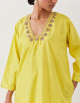 EMBROIDERED TUNIC TROUSER SET- LIME GREEN