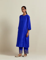 EMBROIDERED TUNIC TROUSER SET- COBALT BLUE
