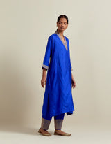 EMBROIDERED TUNIC TROUSER SET- COBALT BLUE