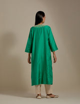 EMBROIDERED TUNIC TROUSER SET- GREEN/CHAMPAGNE