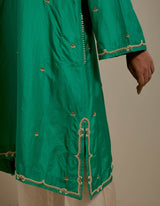 EMBROIDERED TUNIC TROUSER SET- GREEN/CHAMPAGNE