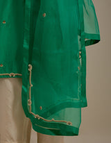 HAND EMBROIDERED DUPATTA- GREEN