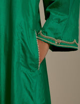EMBROIDERED TUNIC TROUSER SET- GREEN/CHAMPAGNE