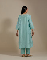 EMBROIDERED TUNIC TROUSER SET- AQUA