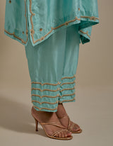 EMBROIDERED TUNIC TROUSER SET- AQUA