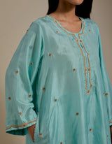 EMBROIDERED TUNIC TROUSER SET- AQUA