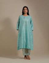 EMBROIDERED TUNIC TROUSER SET- AQUA