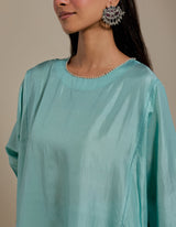 EMBROIDERED TUNIC TROUSER SET- AQUA
