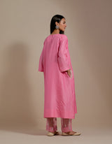 EMBROIDERED TUNIC TROUSER SET- PINK