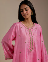 EMBROIDERED TUNIC TROUSER SET- PINK