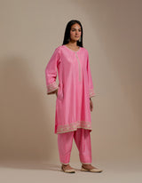 EMBROIDERED TUNIC TROUSER SET- PINK