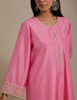 EMBROIDERED TUNIC TROUSER SET- PINK