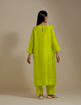 EMBROIDERED TUNIC TROUSER SET- LIME