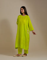 EMBROIDERED TUNIC TROUSER SET- LIME