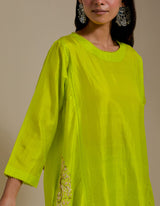EMBROIDERED TUNIC TROUSER SET- LIME