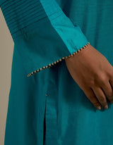 EMBROIDERED TUNIC TROUSER SET- TURQUOISE BLUE