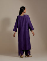 EMBROIDERED TUNIC TROUSER SET- PURPLE