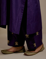EMBROIDERED TUNIC TROUSER SET- PURPLE