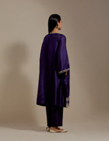 EMBROIDERED TUNIC TROUSER SET- PURPLE
