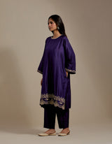 EMBROIDERED TUNIC TROUSER SET- PURPLE