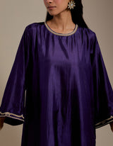 EMBROIDERED TUNIC TROUSER SET- PURPLE