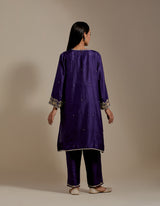 EMBROIDERED TUNIC TROUSER SET- PURPLE
