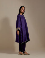 EMBROIDERED TUNIC TROUSER SET- PURPLE