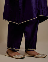 EMBROIDERED TUNIC TROUSER SET- PURPLE