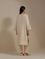 EMBROIDERED TUNIC TROUSER SET- CHAMPAGNE