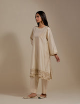 EMBROIDERED TUNIC TROUSER SET- CHAMPAGNE