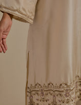 EMBROIDERED TUNIC TROUSER SET- CHAMPAGNE