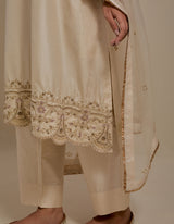 HAND EMBROIDERED DUPATTA- CHAMPAGNE
