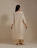 EMBROIDERED TUNIC TROUSER SET- CHAMPAGNE