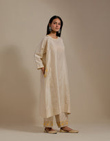 EMBROIDERED TUNIC TROUSER SET- CHAMPAGNE