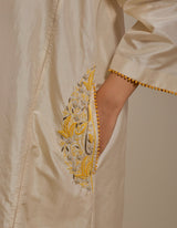 EMBROIDERED TUNIC TROUSER SET- CHAMPAGNE