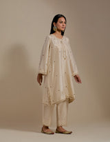 EMBROIDERED TUNIC TROUSER SET- CHAMPAGNE