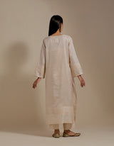 EMBROIDERED TUNIC TROUSER SET- CHAMPAGNE