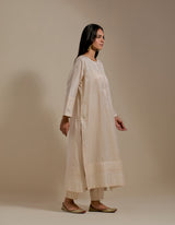 EMBROIDERED TUNIC TROUSER SET- CHAMPAGNE