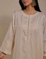 EMBROIDERED TUNIC TROUSER SET- CHAMPAGNE