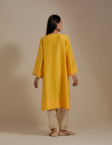 EMBROIDERED TUNIC TROUSER SET- MANGO YELLOW