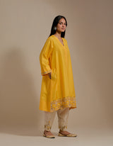 EMBROIDERED TUNIC TROUSER SET- MANGO YELLOW