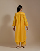 EMBROIDERED TUNIC TROUSER SET- MANGO YELLOW