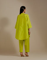 EMBROIDERED TUNIC TROUSER SET- LIME
