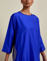 EMBROIDERED TUNIC TROUSER SET- COBALT BLUE