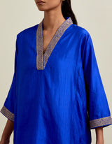 EMBROIDERED TUNIC TROUSER SET- COBALT BLUE