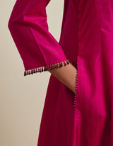 EMBROIDERED TUNIC TROUSER SET- FUSCHIA